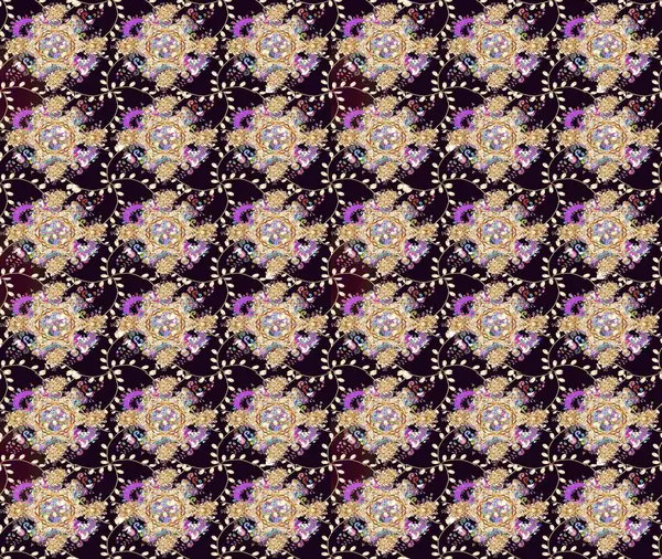 Düz Çiçek Elementleri Tasarımı. Çiçek deseni. Raster güzel kumaş deseni çiziyor. Renkli Bahar Teması çizim şablonu.