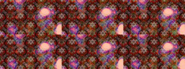 Kahverengi, kırmızı ve bej renkli etnik çiçeklerle süslenmiş zarif bir eskiz deseni. Raster Çiçek İllüstrasyonu güzel tekstil..