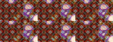 Kumaş, tekstil, duvar kağıdı baskısı için. Eski usul. Miles Fleur, süslü püslü bir süs. Tomurcukları papatya çiçekleri olan sevimli bir çiçek deseni. Eskiz geçmişi. Raster illüstrasyonu.