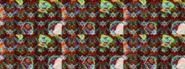 Soyut çiçek çizim kalıbı arka planı. Raster illüstrasyonu. Kahverengi, kırmızı ve gri renklerde. Küçük çiçekteki sevimli çiçek deseni. Raster deseni.