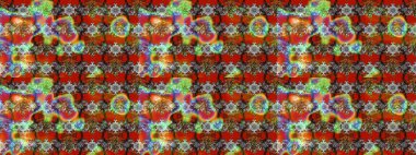 Kahverengi, gri ve kırmızı renkte çiçekler. Kumaş desenli papatya çiçekleri ayrıntıları.