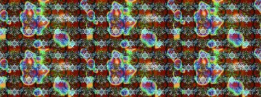 Raster illüstrasyonu. Çizim çiçek deseni duvar kâğıdı olarak kullanılabilir. Kahverengi, mavi ve gri renkte çiçekler.