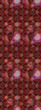 Kahverengi, kırmızı ve siyah renkte etnik çiçeklerle süslenmiş zarif bir eskiz deseni. Raster Çiçek İllüstrasyon Şirin Tekstil.