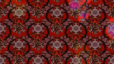 Kahverengi, kırmızı ve siyah renkli bitkilerden oluşan parlak çiçekli çizim deseni.