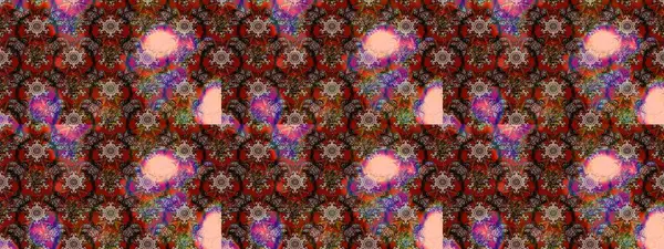 Kahverengi, kırmızı ve bej renkli etnik çiçeklerle süslenmiş zarif bir eskiz deseni. Raster Çiçek İllüstrasyonu güzel tekstil..