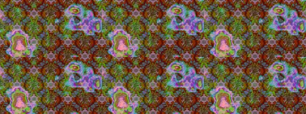 Raster illüstrasyonundaki çiçek desenli çizim. Çiçekler kahverengi, yeşil ve mavi renklerde.