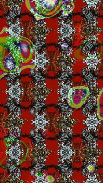 Raster Illustrasyon 'daki Çiçek Deseni' nin son moda çizimi. Düz Çiçek Elementleri Tasarımı. Çiçekler kırmızı, kahverengi ve gri renklerde. Renkli Yaz Teması çizim şablonu.