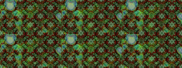 Yeşil, kahverengi ve gri renkte güzel bir tekstil. Suluboya çiçekli çiçek deseni. Raster illüstrasyonu.