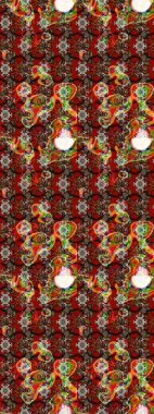 Düz Çiçek Elementleri Tasarımı. Sevimli çiçek raster deseni. Kahverengi, kırmızı ve nötr renklerde çiçekler. Renkli Bahar Teması çizim şablonu.