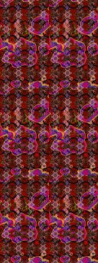 Raster illüstrasyonu. Anti-stres için soyut örnek sayfası. Kahverengi, kırmızı ve pembe renklerde.