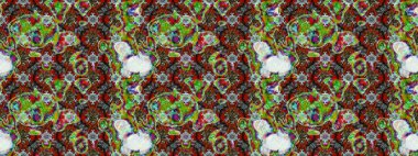 El çizimi. Suluboya çizimi. Çiçekli eskiz deseni. Çiçekler yeşil, kahverengi ve gri renklerde.