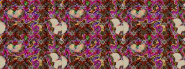 Düz Çiçek Elementleri Tasarım Raster illüstrasyonu. Kahverengi, bej ve kırmızı renkte çiçekler. Renkli bahar temalı eskiz desenleri. Çiçekli çiçek deseni, suluboya..