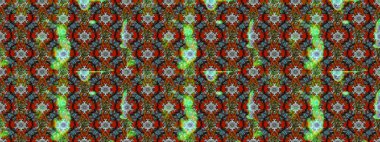 Raster deseni. Raster illüstrasyonu. Küçük çiçekteki sevimli çiçek deseni. Kahverengi, yeşil ve kırmızı renklerde. Soyut çiçek çizim kalıbı arkaplanı.