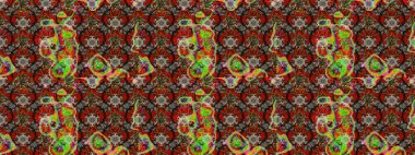 Kahverengi, kırmızı ve gri kıvırcık çiçekler kahverengi, kırmızı ve gri renklerde şekillenir. Klasik çiçek tasarımı elementleri. Raster illüstrasyonu.