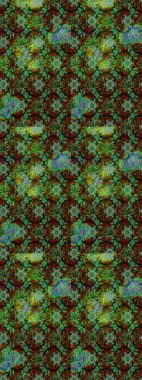 Raster çiçek desenleri çiziyor. Vadinin çiçekleri yeşil, kahverengi ve gri renklerde.