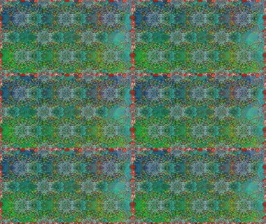 Raster illüstrasyonu. El çizimi çiçekli, soyut, pürüzsüz desen. Yeşil renkte çiçekler.