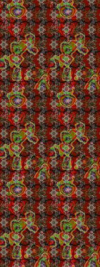 Çiçeksel elementlerle süslenmiş zarif raster dokusu. Kahverengi, kırmızı ve gri renkli, parlak çiçekli, soyut çizim deseni. Küçük çiçekte şirin bir çiçek deseni var..