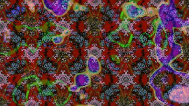 Modern stil dokusu. Çiçek desenli raster, kahverengi, kırmızı ve gri çizgi desenli soyut raster arkaplan.