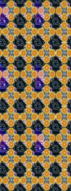 Raster Illustrasyon 'daki Çiçek Deseni' nin son moda çizimi. Düz Çiçek Elementleri Tasarımı. Güzel kumaş deseni. Renkli Yaz Teması çizim şablonu.