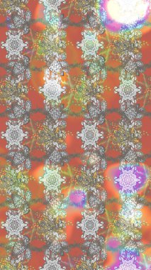 Taslak desenli, modaya uygun kumaş deseni. Düz Çiçek Elementleri Tasarımı. Raster illüstrasyonu. Şirin çiçek elementleri. Renkli Bahar Teması çizim şablonu.