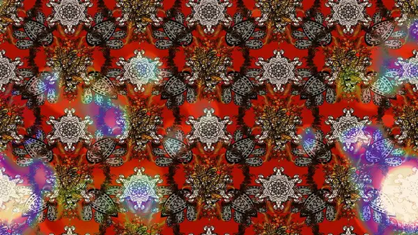 Raster illüstrasyonu. Yumuşak, bahar çiçekleri kahverengi, kırmızı ve gri renklerde. Raster çiçek desenli ve çiçekli..