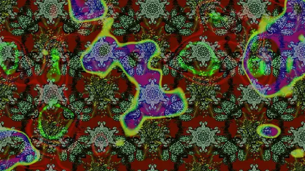 Çiçek kompozisyonu. Doğa. - yeşil, kırmızı ve gri çiçekler. Küçük çiçekte güzel bir desen var. Çiçek kolajı. Raster deseni. Çiçek arka planı.