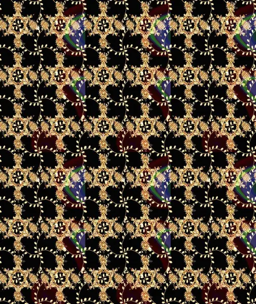 Tekstil, kumaş, kapak, baskı, paket, hatıra defteri, örtü, dekupaj için güzel bir eskiz. Küçük siyah, kahverengi ve bej renkli, çiçekli oldukça eski bir besin torbası deseni. Millefleurlar.