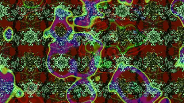 Tropik çiçekler. Yeşil, kırmızı ve kahverengi renkte çiçekler. Gömlek çizimi Arkaplan Deseni.