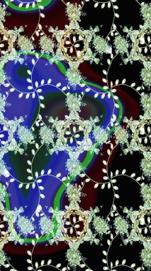 Siyah, nötr ve mavi renkte çiçekler. Çiçekli karalama şeklinde Raster çiçek deseni. Nazik, sevimli çiçek arkaplanı..