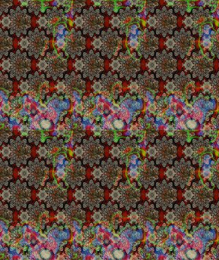 Raster illüstrasyonu. Çiçekli karalama şeklinde Raster çiçek deseni. Gri renkte yaz çiçekleri.