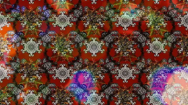 Şatafatlı bahar bahçesi dokusu. Kahverengi, gri ve kırmızı renkte çiçek çizimi. Kahverengi, gri ve kırmızı renkte çiçekler. Raster illüstrasyonu. Çiçek deseni.