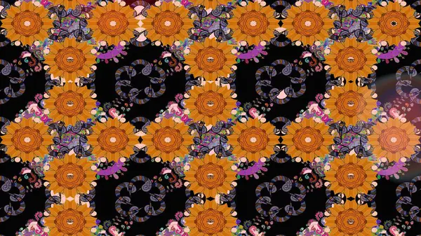 Çiçekli karalama şeklinde Raster çiçek deseni. Turuncu renkli çiçekler. Nazikçe, güzel çiçek arkaplanı..