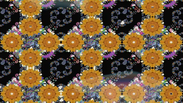 Kızılderili desenli desenli desenli şal deseni. Raster Henna dövme stili. Etnik Mandala süsü. Tekstil, tebrik kartı, boyama kitabı, telefon kılıfı baskısı için kullanılabilir.