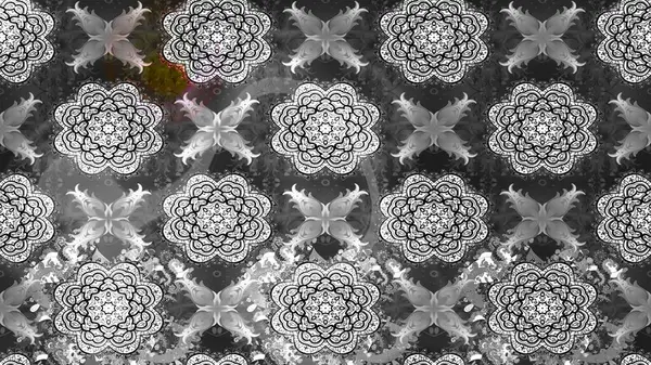 Çiçekleri, deniz kabukları, mandalaları ve suluboya efektleriyle donanma geçmişi. Eskiz modeli etnik tasarım. Yatak çarşafları, ceket, paket tasarımı, kumaş ve moda kavramları için tekstil baskısı.