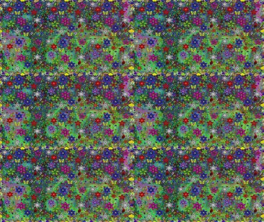 Yeşil renkli çiçekler. Raster illüstrasyonu. Kusursuz. Şirin çiçek elementleri..