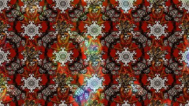 Kahverengi, kırmızı ve siyah papatyaların kahverengi, kırmızı ve siyah renkli desenleri. Kahverengi, kırmızı ve siyah renklerde. Raster illüstrasyonu.