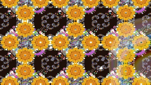 Raster Moda kumaş deseni. Çizgi çizimi kalıbı. Şirin çiçekler..