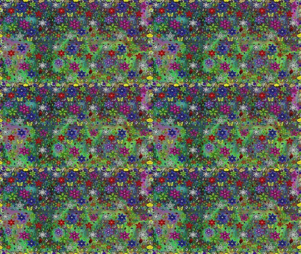 Yeşil renkli çiçekler. Raster illüstrasyonu. Kusursuz. Şirin çiçek elementleri..