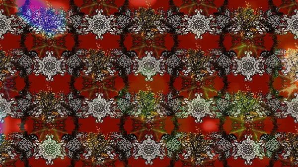 Çiçekler kahverengi, kırmızı ve gri renklerde. Raster illüstrasyonunda çiçek deseni çizimi.