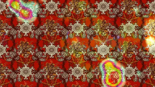 Çizim çiçek deseni duvar kâğıdı olarak kullanılabilir. Raster illüstrasyonu. Kahverengi, kırmızı ve bej renkte çiçekler.