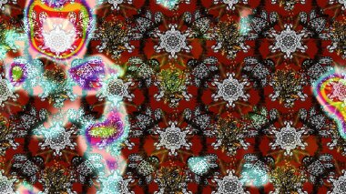 Çocuksu tasarım. Gri, kahverengi ve kırmızı arka planda. Tekstil, kumaş, ambalaj, hatıra defteri için hoş bir çiçek arkaplanı. Elle çizilmiş karalama çiçekleri ile Raster çizim deseni.