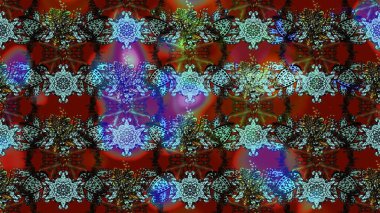 Çiçeksel fantezi tasarımı ve parlak bir arka plan çizimi. Düz Çiçek Elementleri Tasarımı. Renkli Bahar Teması çizim şablonu.