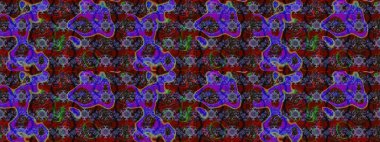 Düz Çiçek Elementleri Tasarımı. Sevimli çiçek raster deseni. Kahverengi, mor ve kırmızı renkte çiçekler. Renkli Bahar Teması çizim şablonu.