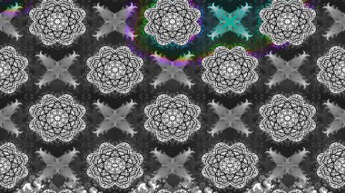 Raster illüstrasyonundaki çiçek desenli çizim. Gri renkli çiçekler. Renkli Yaz Temalı eskiz kalıbı. Düz Çiçek Elementleri Tasarımı.