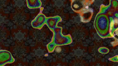 Küçük çiçekteki sevimli çiçek deseni. Raster illüstrasyonu. Kahverengi, gri ve yeşil renkte çiçekler.