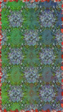 Yeşil renkte çiçeklerle süslenmiş kusursuz çiçek deseni. Suluboya tarzında yeşil renkte çiçekler.