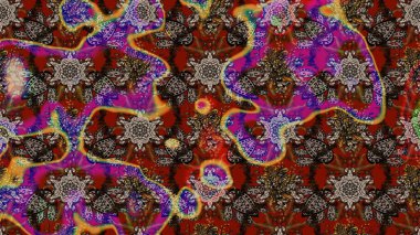 Küçük renkli çiçekler. Küçük çiçekte güzel bir desen. Moda baskıları için zarif bir şablon. Kahverengi, kırmızı ve gri çiçekli bahar çiçekleri. Motley illüstrasyonu.