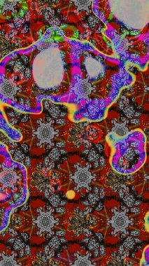 Küçük çiçekli basit bir çiçek çizimi. Moda baskısı, albüm, ambalaj kağıdı ve duvar kağıdı için zarif dekoratif süslemeler. Gri, kahverengi ve kırmızı renkte şirin çiçekler. Raster illüstrasyonu.