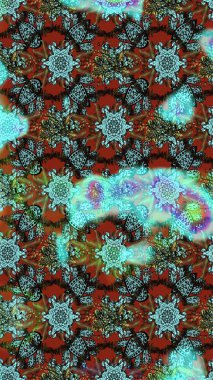 Tekstil, tebrik kartı, boyama kitabı, telefon kılıfı baskısı için kullanılabilir. Etnik Mandala süsü. Raster Henna dövme stili. Hint çiçekli desenli şal desenli..