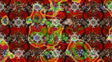 Motley illüstrasyonu. Robot resim. Moda baskıları için zarif bir şablon. Küçük çiçekte güzel bir desen. Küçük renkli çiçekler. Çiçekli yaz çiçekleri.